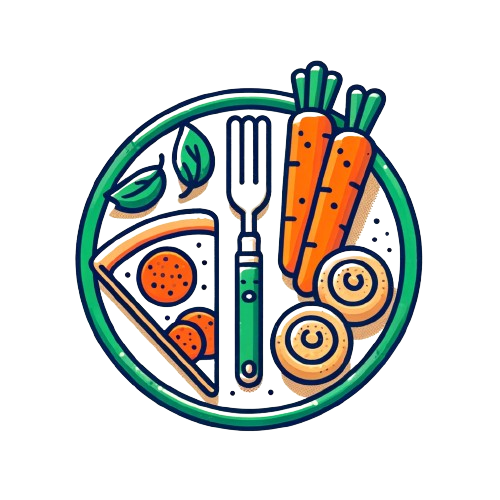 DALL_E_2024-05-31_18.02.14_-_A_very_simple_and_cozy_illustration_of_a_plate_with_a_fork_and_knife__featuring_a_pizza_slice__carrot_sticks__and_vegan_rolls._The_style_should_be_cle-removebg-preview